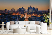 Urban cityscape wallpaper for contemporary home interior decoration.