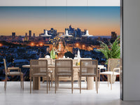 Metropolis Dusk Wall Mural for study room with architectural view.
