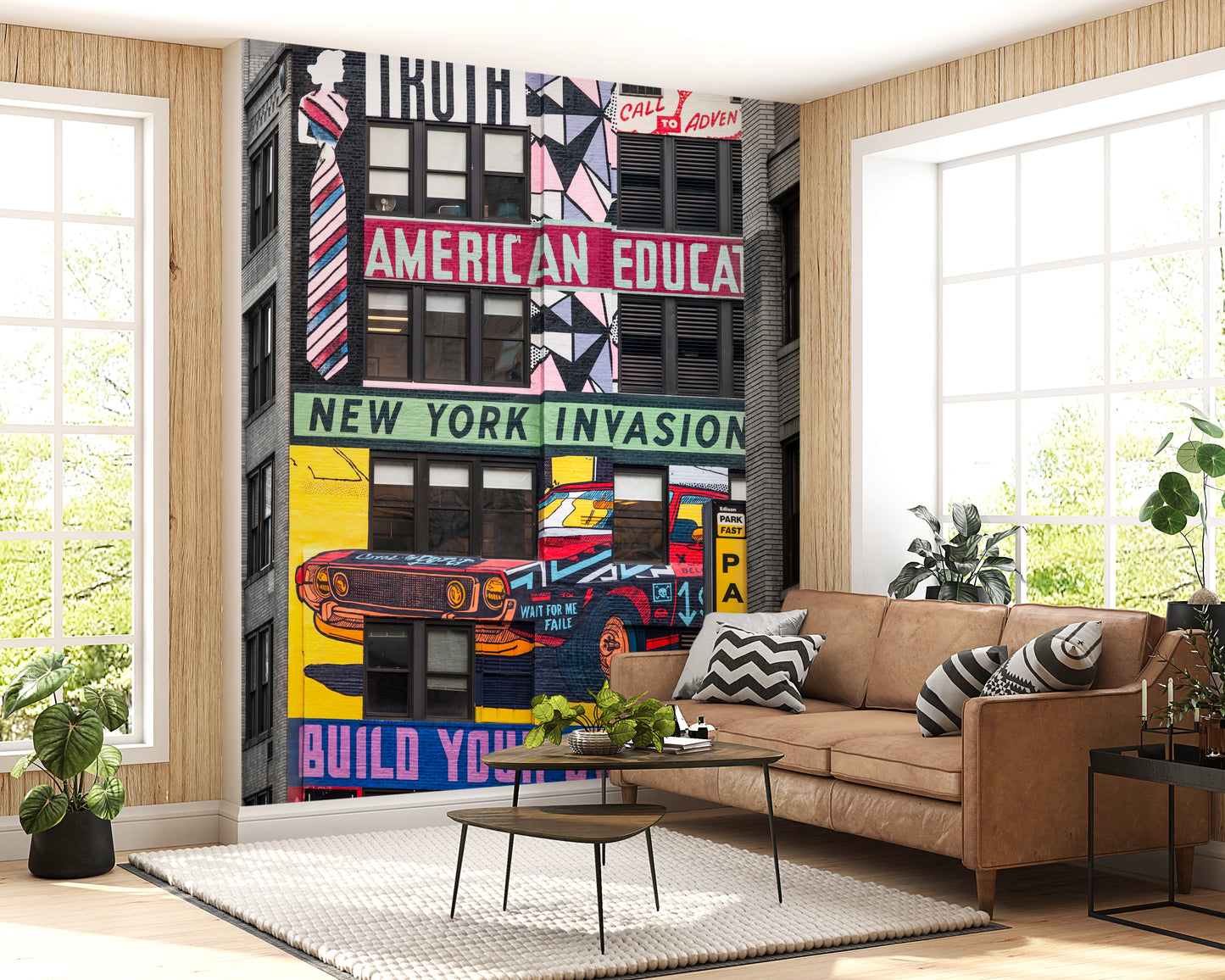 Urban Invasion mural bold city street theme wall