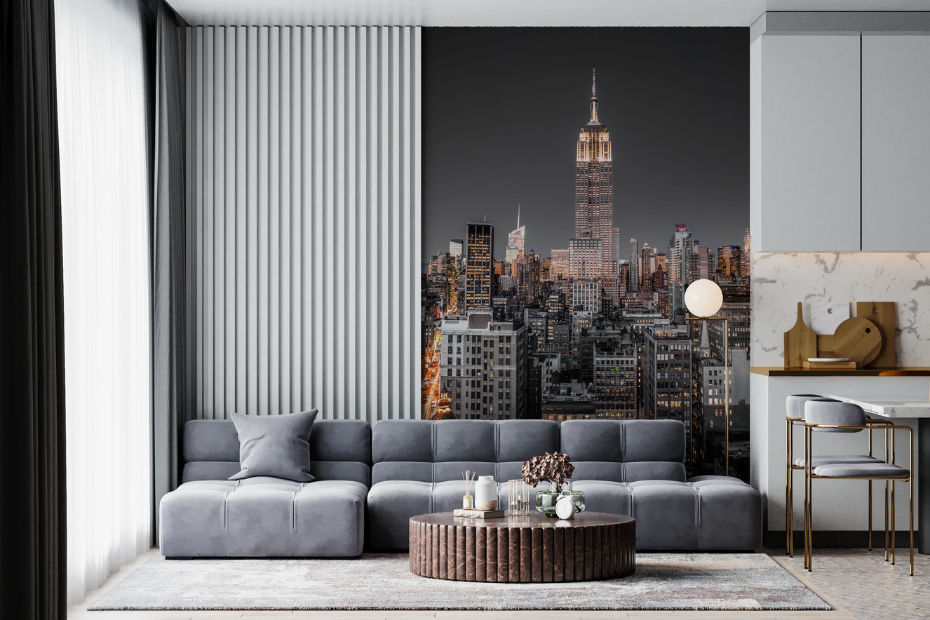 Empire State Building Wall Mural with city skyline for modern living room