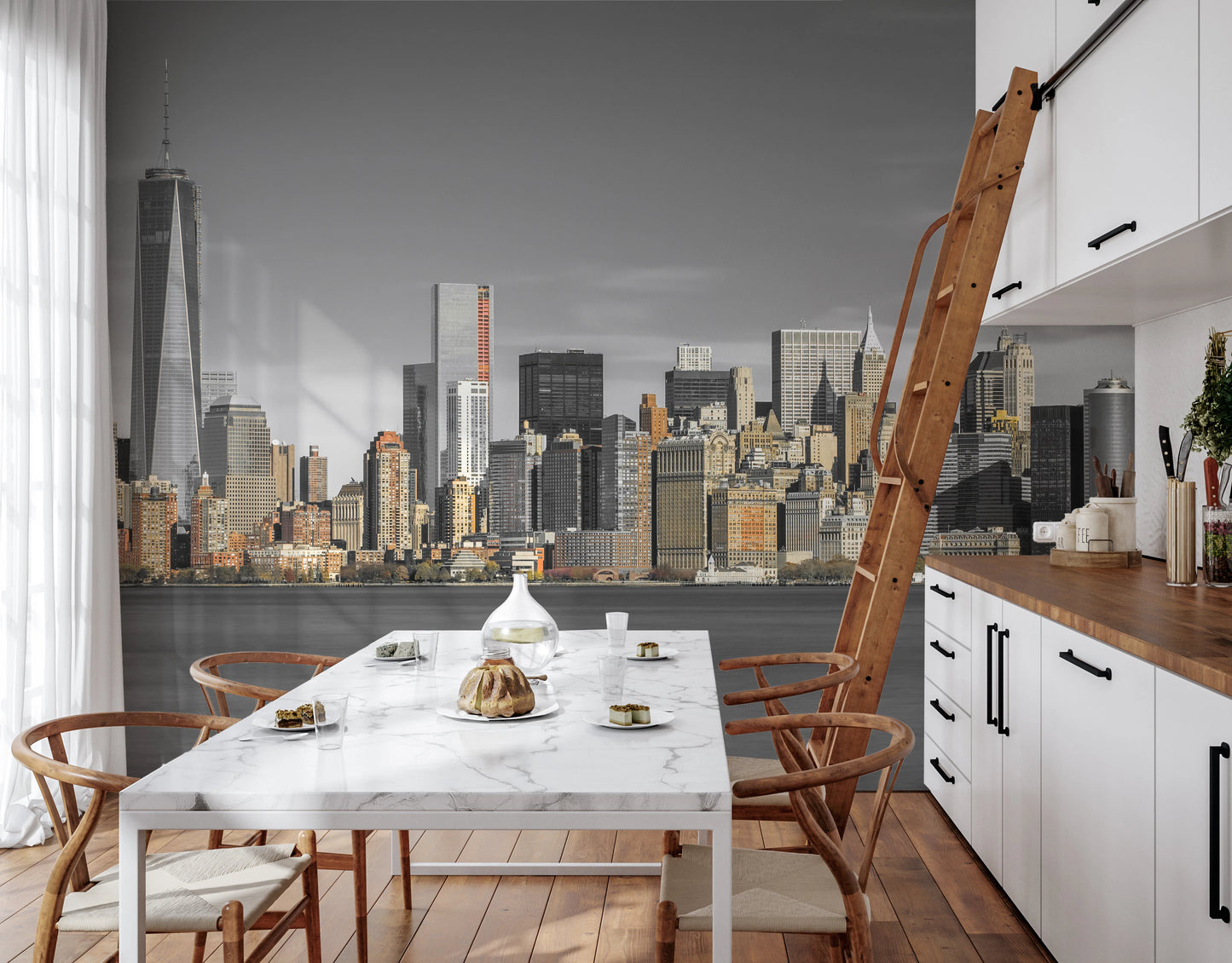 City skyline New York wall mural artwork