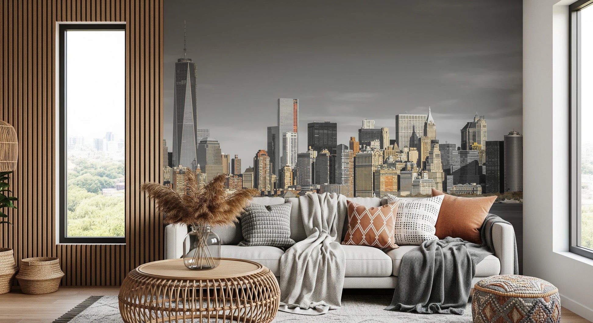 New York city buildings wall mural background