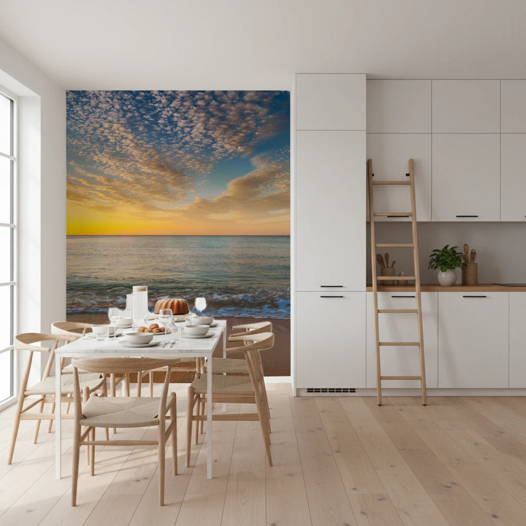 Golden Beach Sunrise Wall Mural ocean and sky