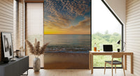 Soft waves beach sunrise wall mural artwork