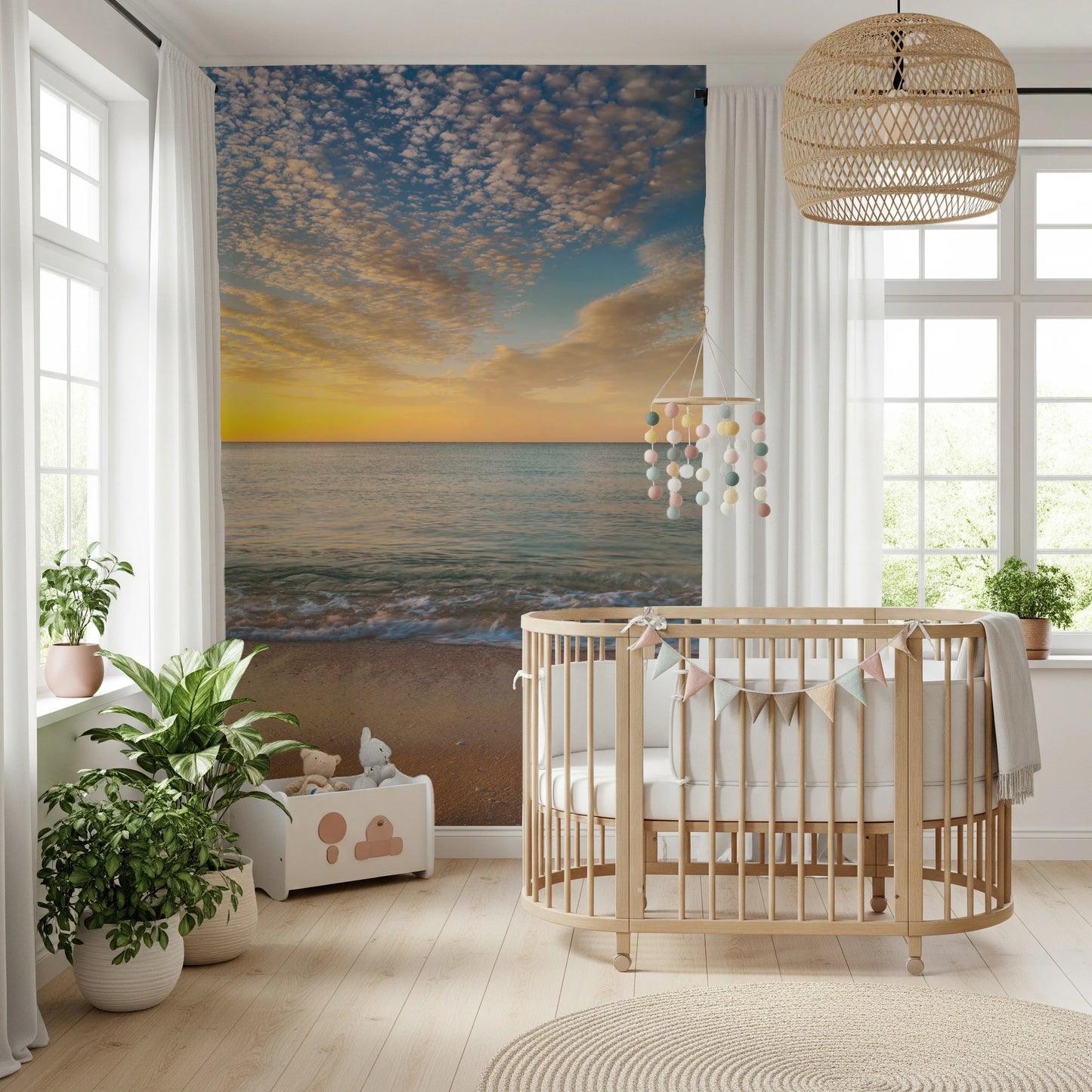Golden Beach Sunrise Wall Mural for living room
