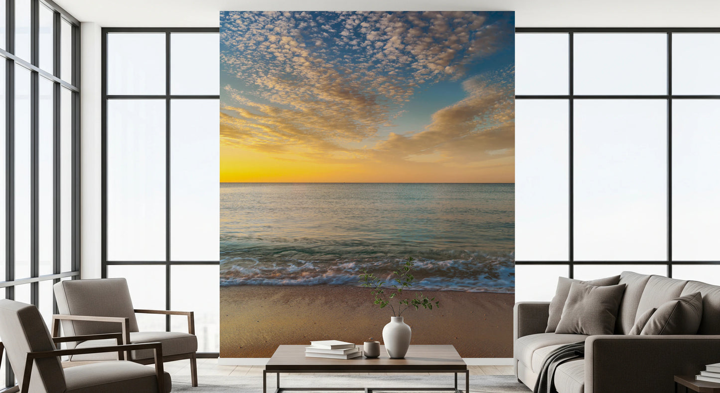Golden Beach Sunrise Wall Mural coastal design