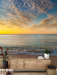 Golden Beach Sunrise Wall Mural feature wall