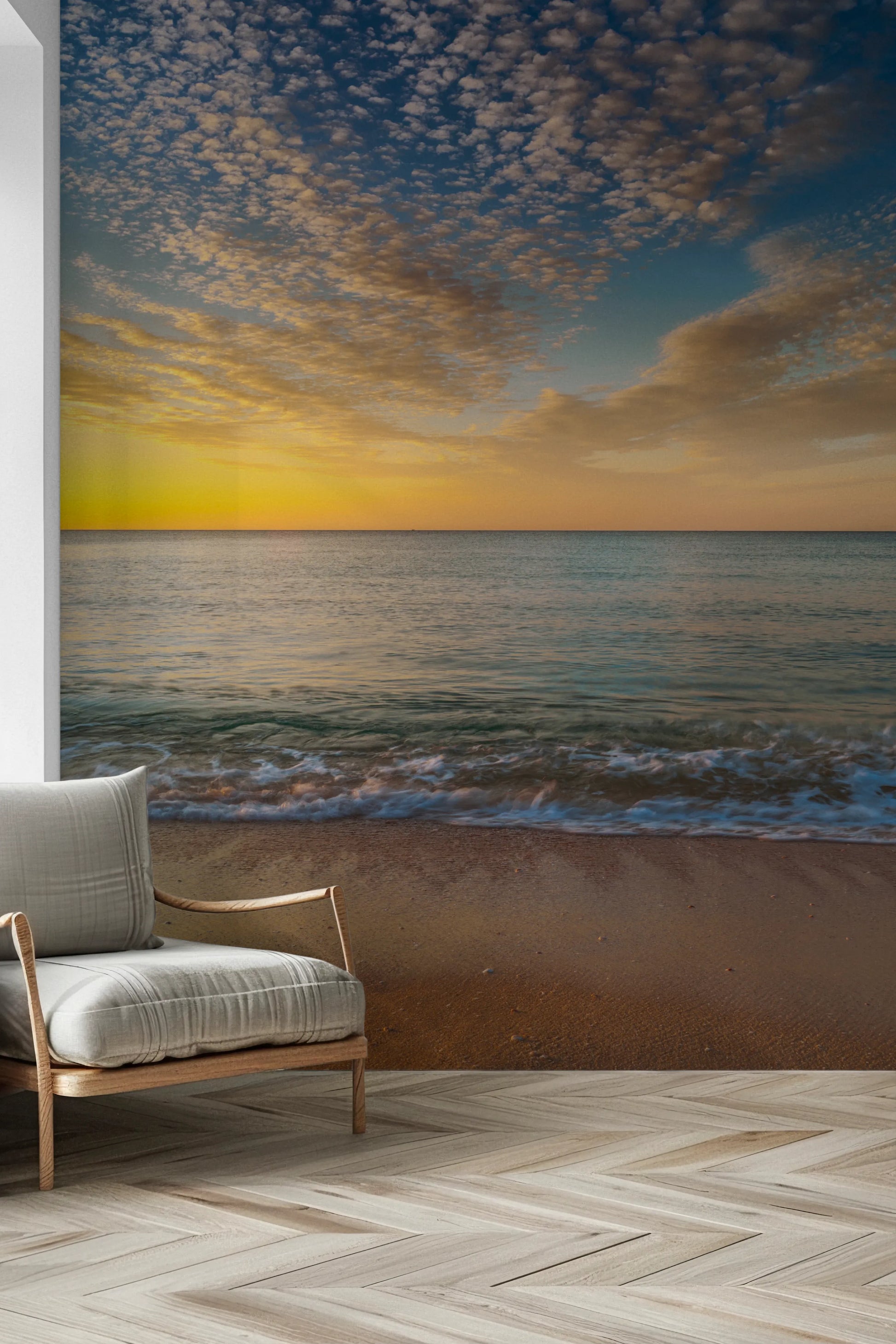 Seaside sunrise beach wall mural decor