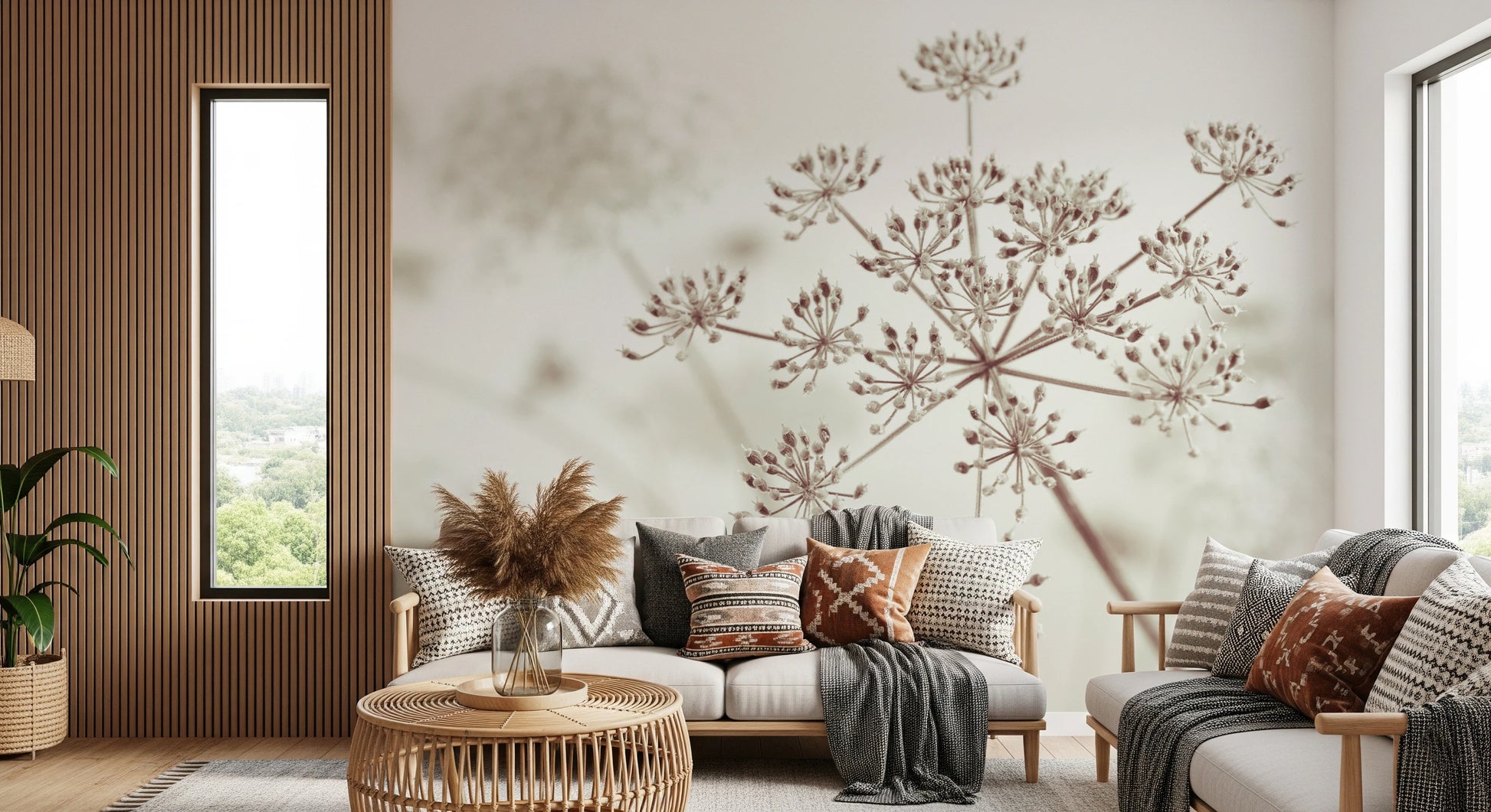 Cow Parsley Sepia Wall Mural floral close-up