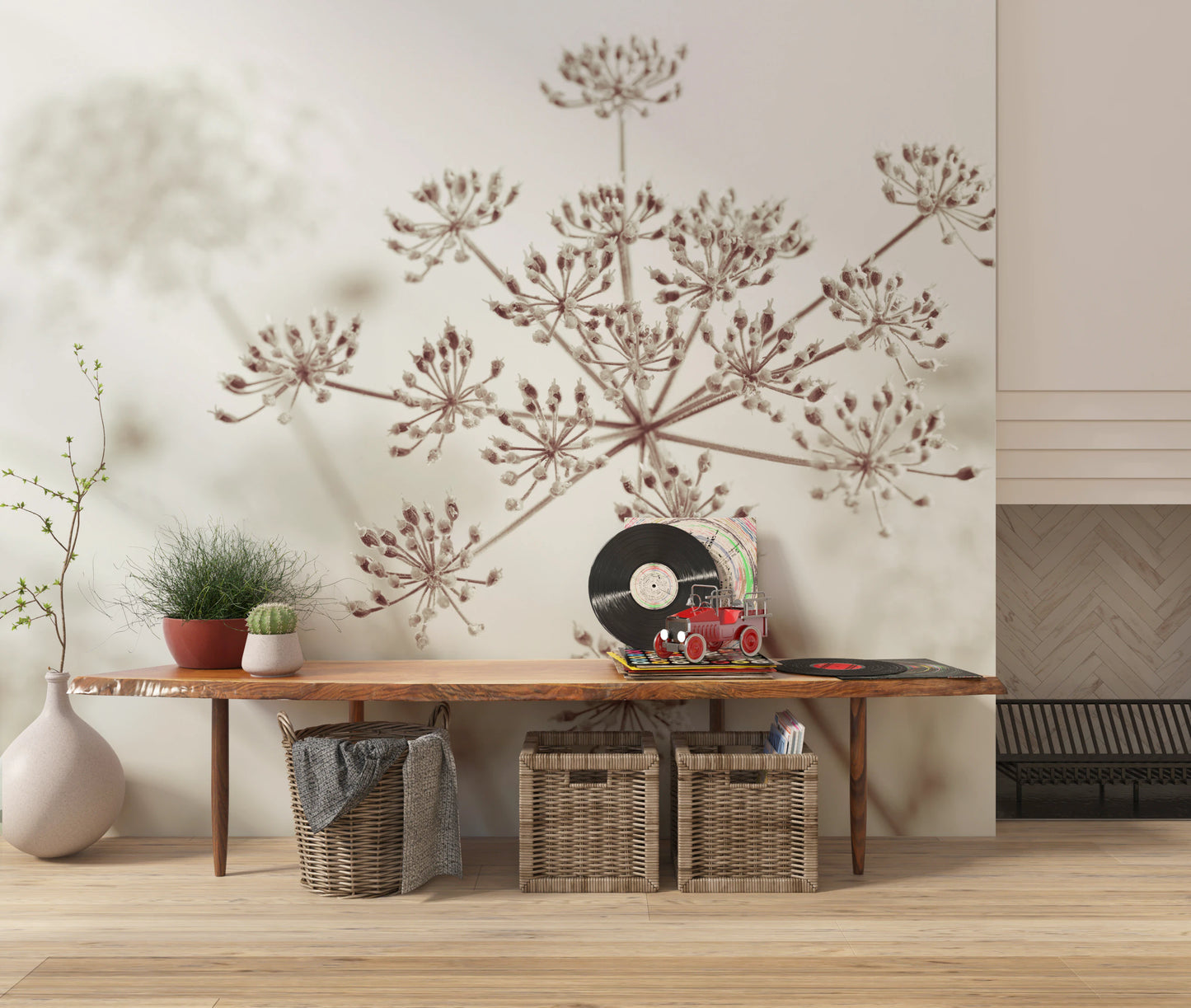 Cow Parsley Sepia Wall Mural for living room