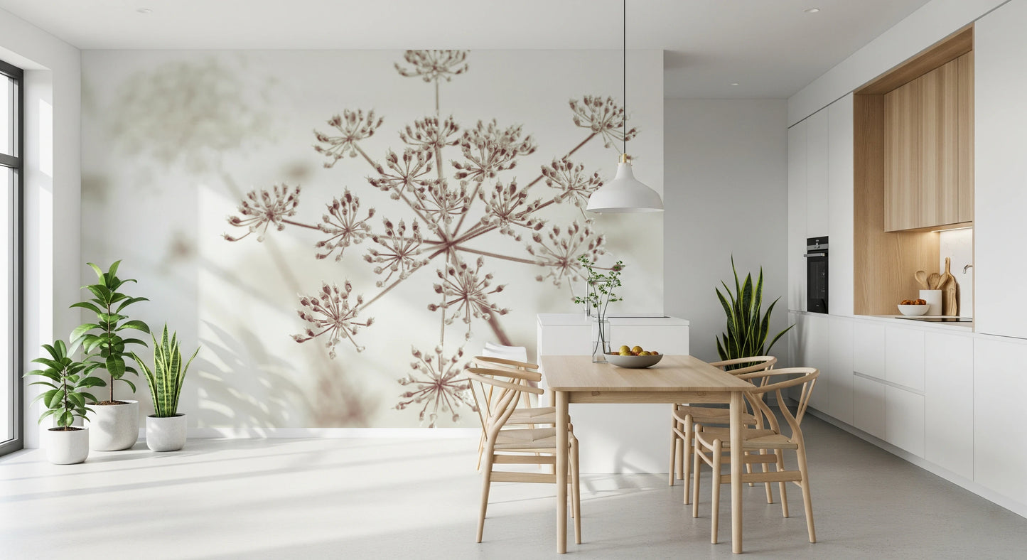 Cow Parsley Sepia Wall Mural neutral wall decor