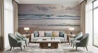 Beach themed wall mural with gentle ocean waves