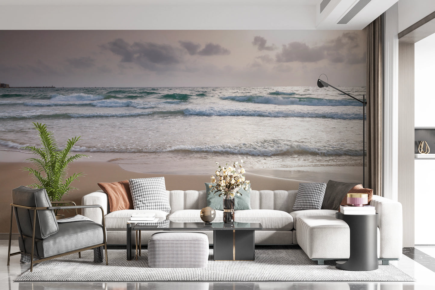 Coastal style beach wallpaper for home interiors