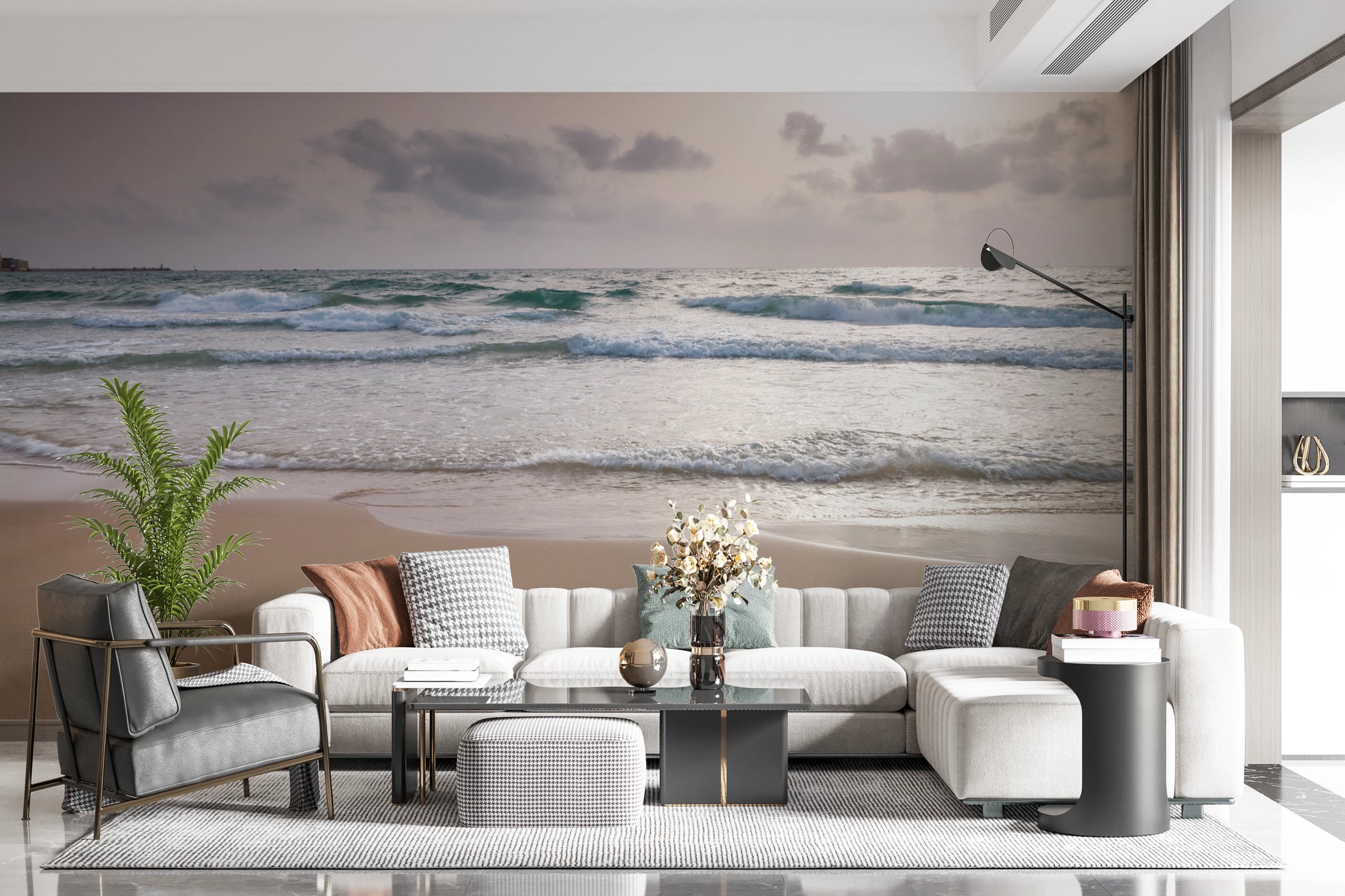 Coastal style beach wallpaper for home interiors