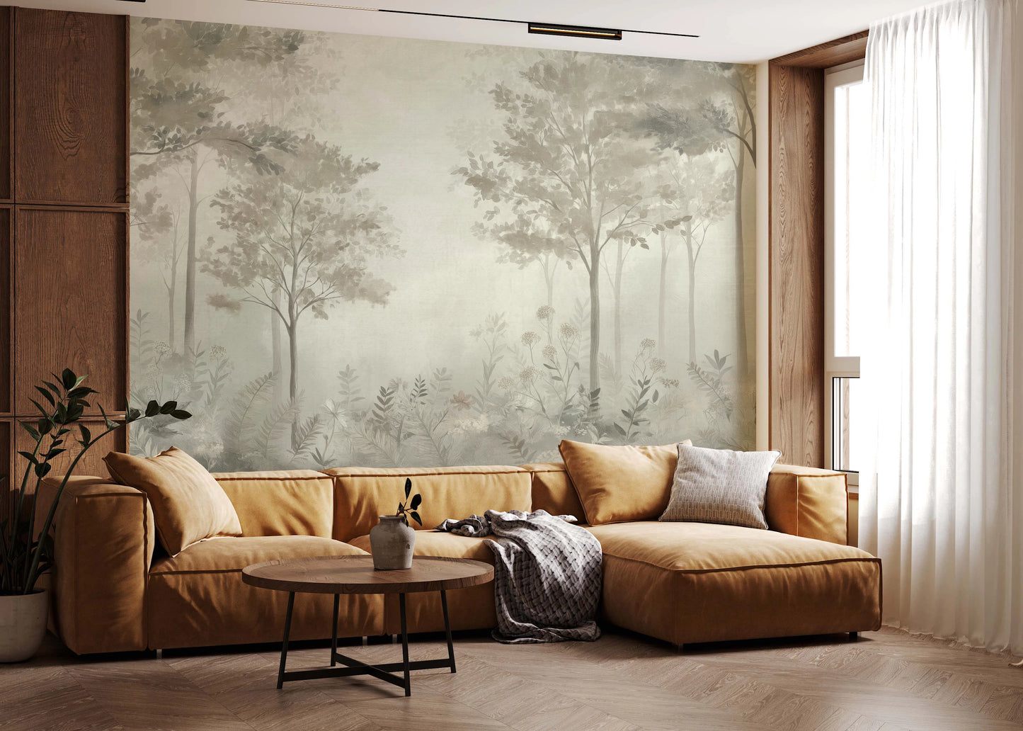 Scandinavian forest – Dusty Green Wall Mural