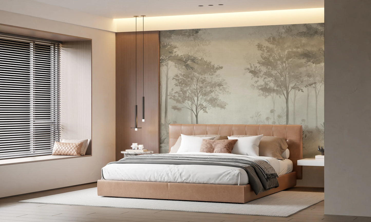 Scandinavian forest – Dusty Green Wall Mural