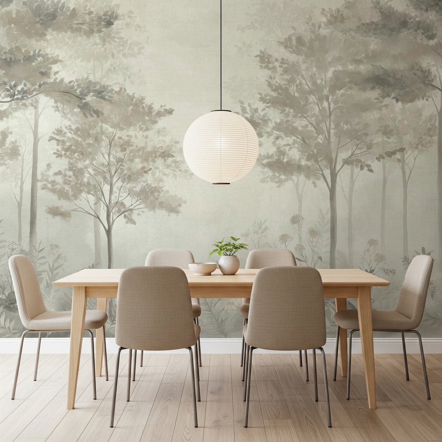 Scandinavian forest – Dusty Green Wall Mural