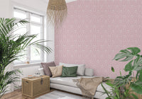 Powder Pink Bloom DAMASK Wallpaper for hallway and entrance walls