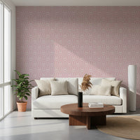 Intricate pink damask wall mural for stylish apartment interior décor