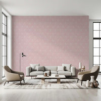 Modern pink damask wallpaper for a sophisticated home office setup