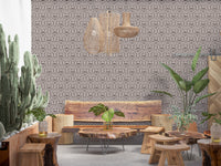 Rustic Damask Wallpaper featuring symmetrical botanical motifs