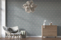 VINTAGE TEAL DAMASK Wallpaper for a traditional feature wall