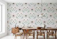 Bloom Symmetry boho Wallpaper for stylish apartment living space walls