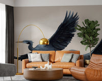 Migrating Herons Oil Painting Wall Mural with blue birds in flight