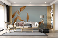 Minimalist botanical wallpaper for a serene bedroom wall.