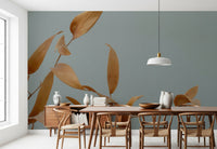 Soft blue and amber wallpaper for contemporary apartments.