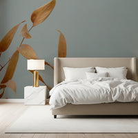 Artistic nature wallpaper with thin leaves for hallways.