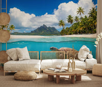 Tropical Marine Life Wall Mural for bedroom feature wall.