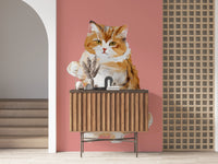 Orange and white cat oil painting wallpaper for halls.