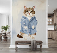 Sir James Blue Jacket Cat wallpaper for whimsical offices.