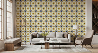 Symmetrical geometric pattern wallpaper for a home wall mural.