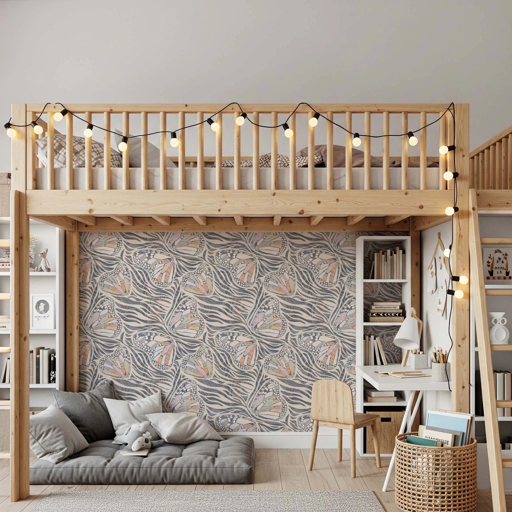 Earthy butterfly illustration for modern home decor.