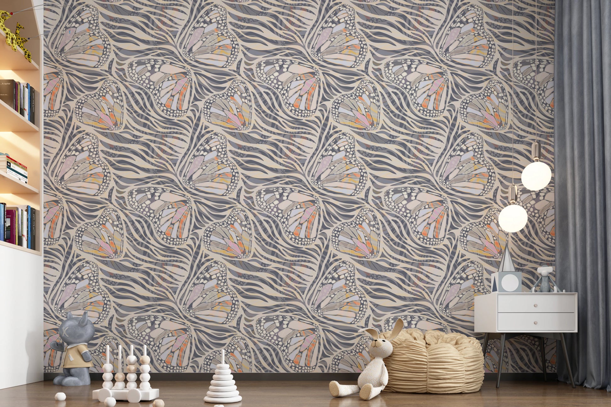 Detailed insect wing pattern in desert pastel colors.