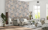 Boho style wallpaper with neutral butterfly wings.