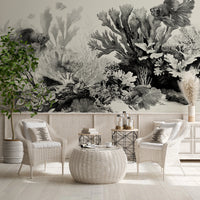 Nautical mural in striking black and white.