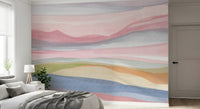 Ethereal pink and lavender sky wall mural design.