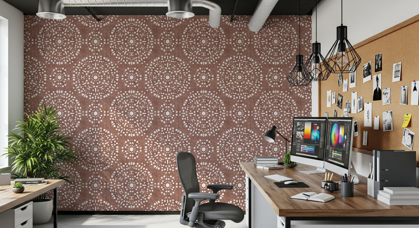 Boho Fireworks Grunge Terracotta Red Wallpaper⁠