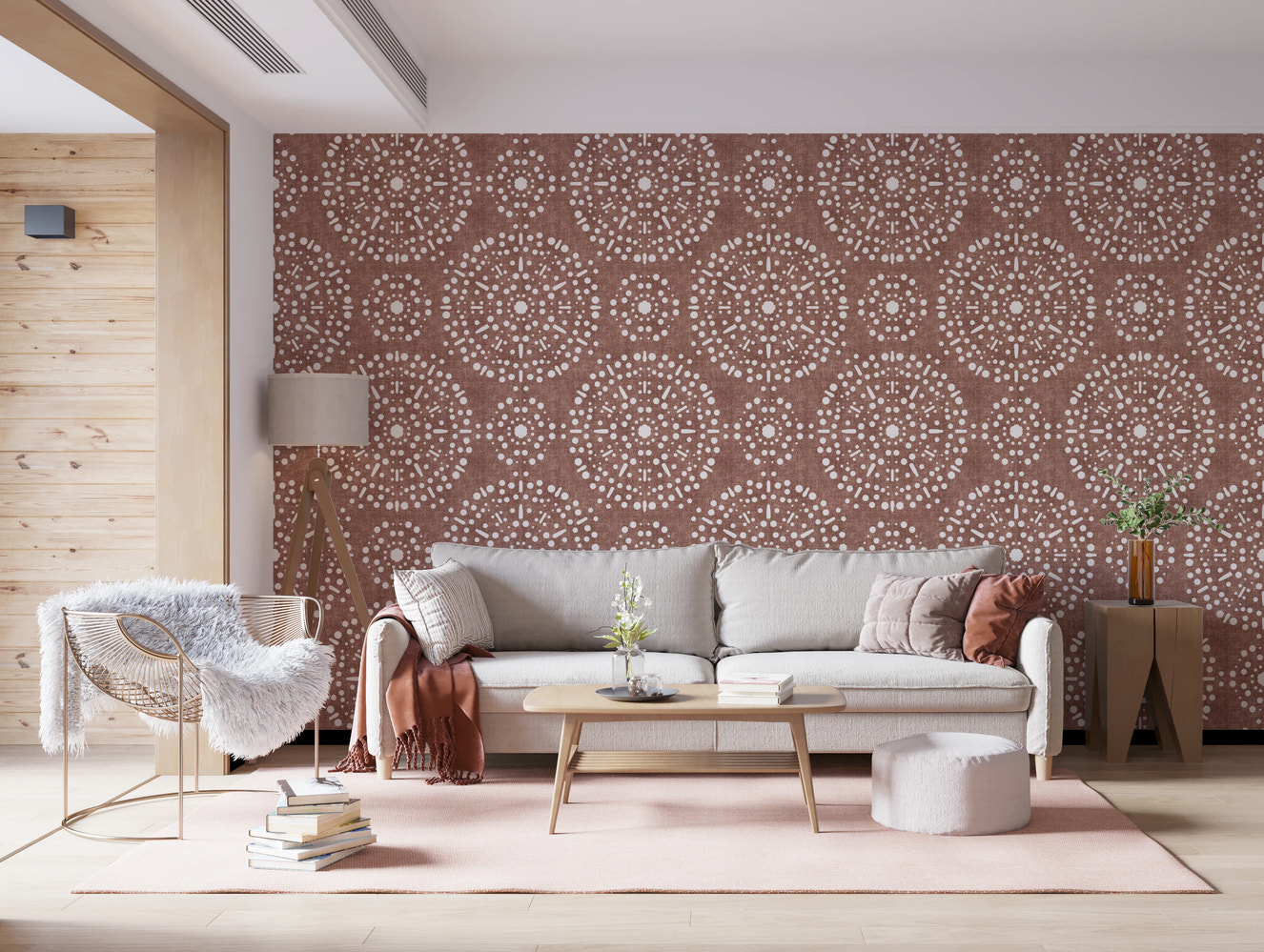Boho Fireworks Grunge Terracotta Red Wallpaper⁠