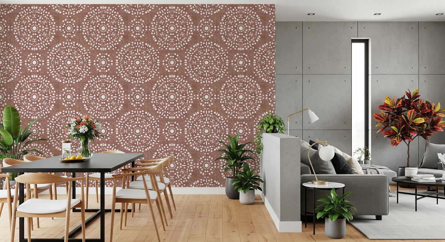 Boho Fireworks Grunge Terracotta Red Wallpaper⁠