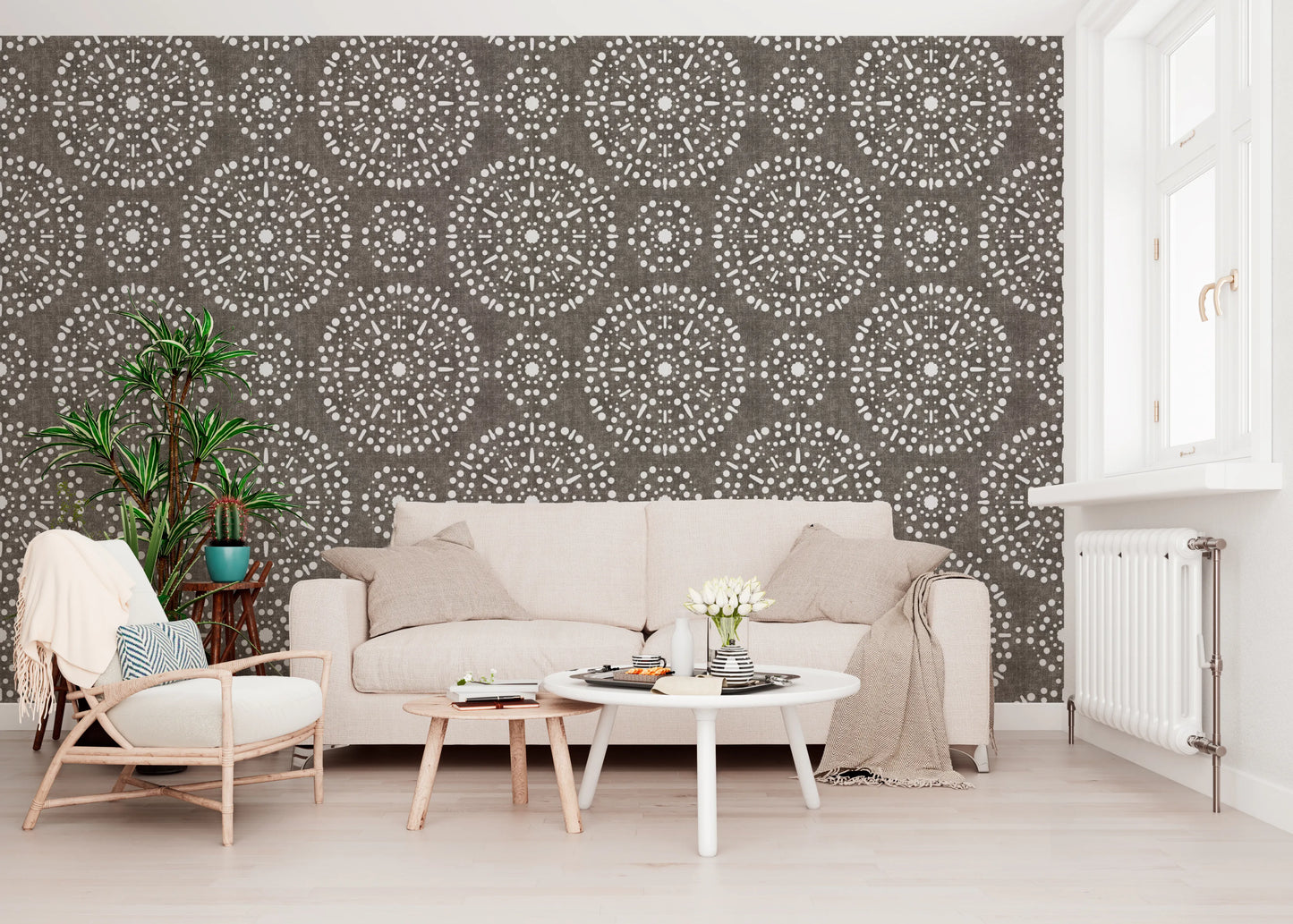 Boho Fireworks Grunge Dark Bark Wallpaper⁠