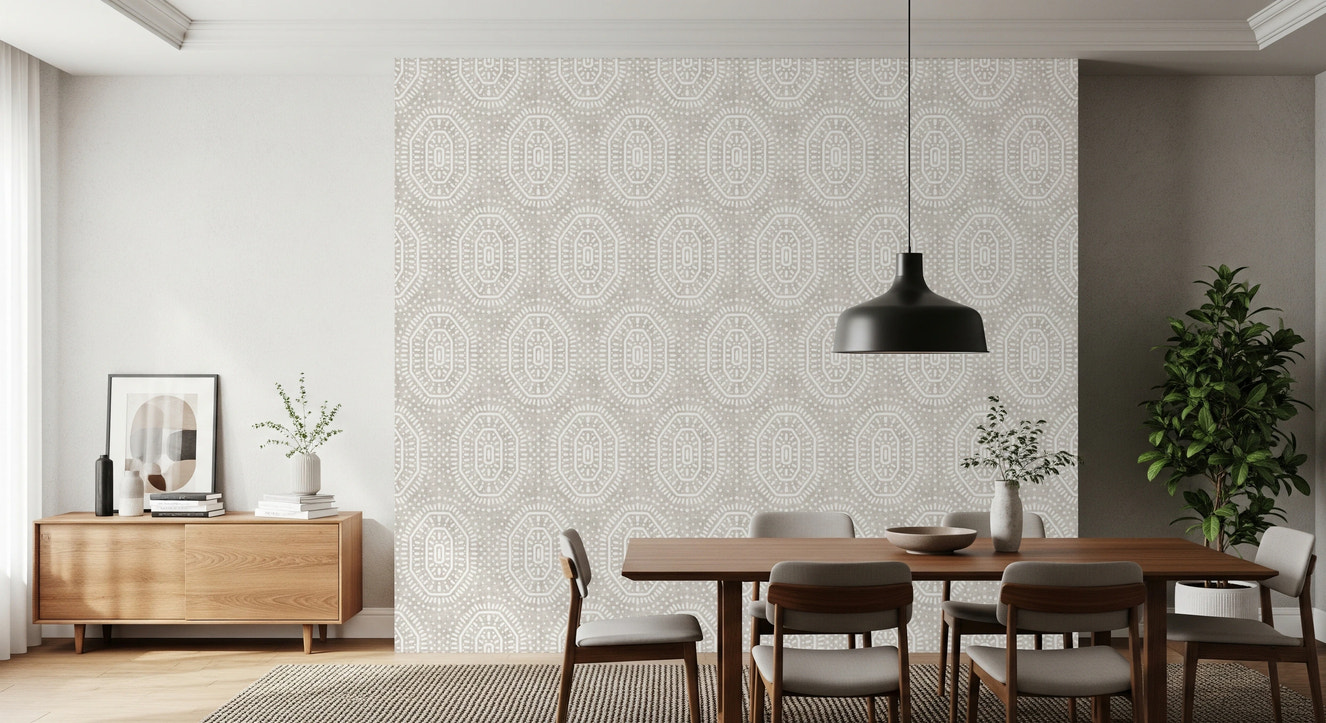 Boho Octagons Crochet Grunge Neutral Wallpaper⁠