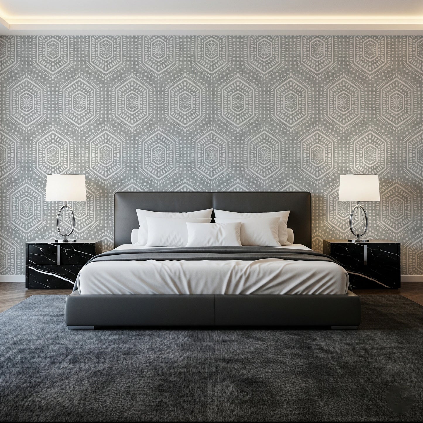 Boho Painted Grunge Grey Clouds Wallpaper⁠