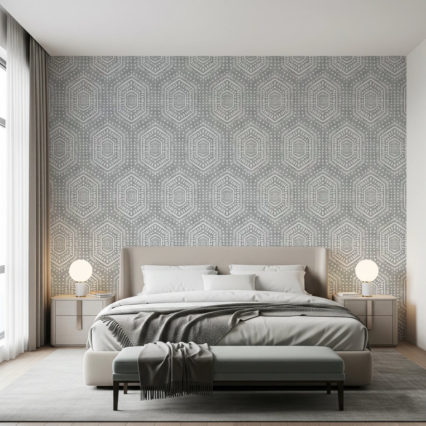 Boho Painted Grunge Grey Clouds Wallpaper⁠