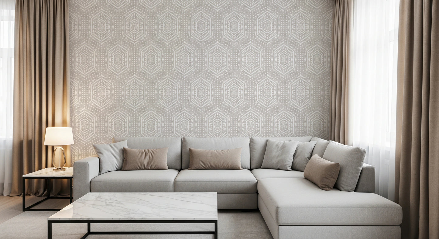 Boho Painted Grunge Neutral Wallpaper⁠