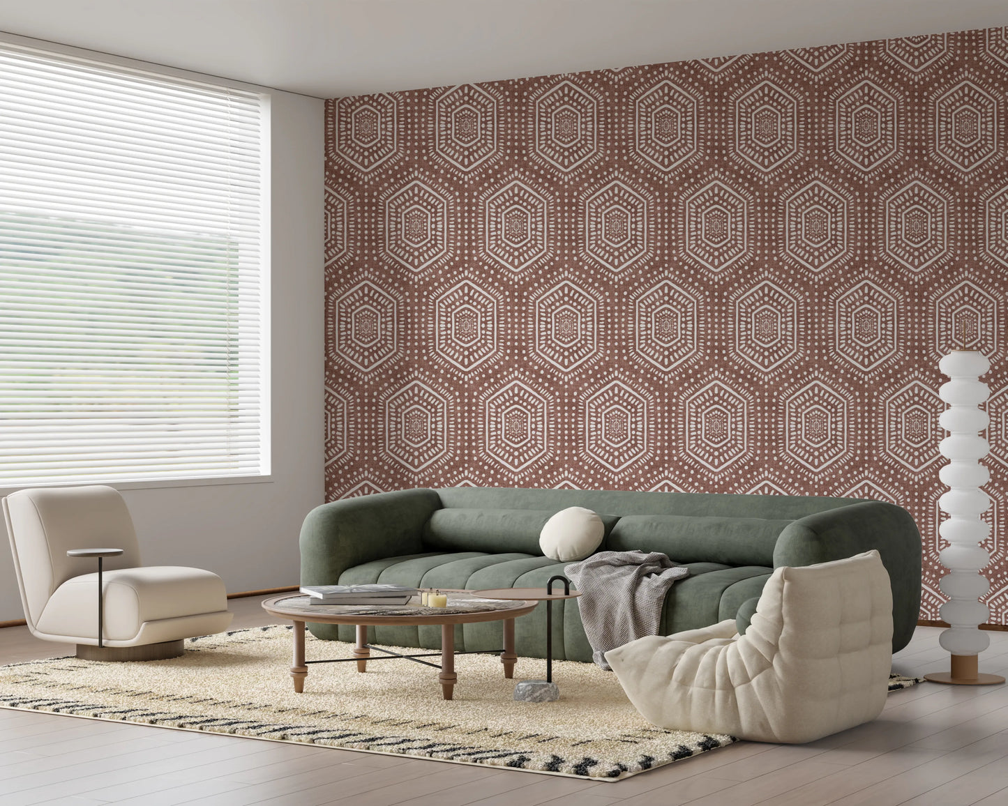 Boho Painted Grunge Terracotta Red Wallpaper⁠