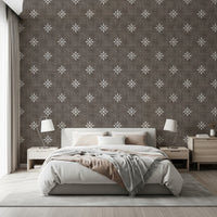 Dark brown wallpaper for a jungle style bedroom.